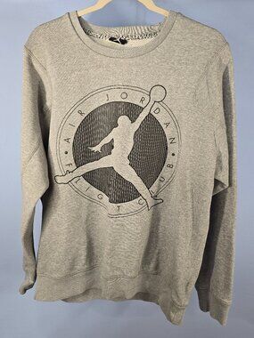 Nike Air Jordan Flight Club Sweatshirt Henley Gray Size Large (QQ-19)